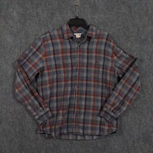 Carbon2Cobalt Shirt Mens Medium Blue Red Plaid Button Front Long Sleeve Cotton